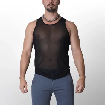 CB13 Phantom Mesh Tank Top, halbtransparent, körpernah | Dark-Ink
