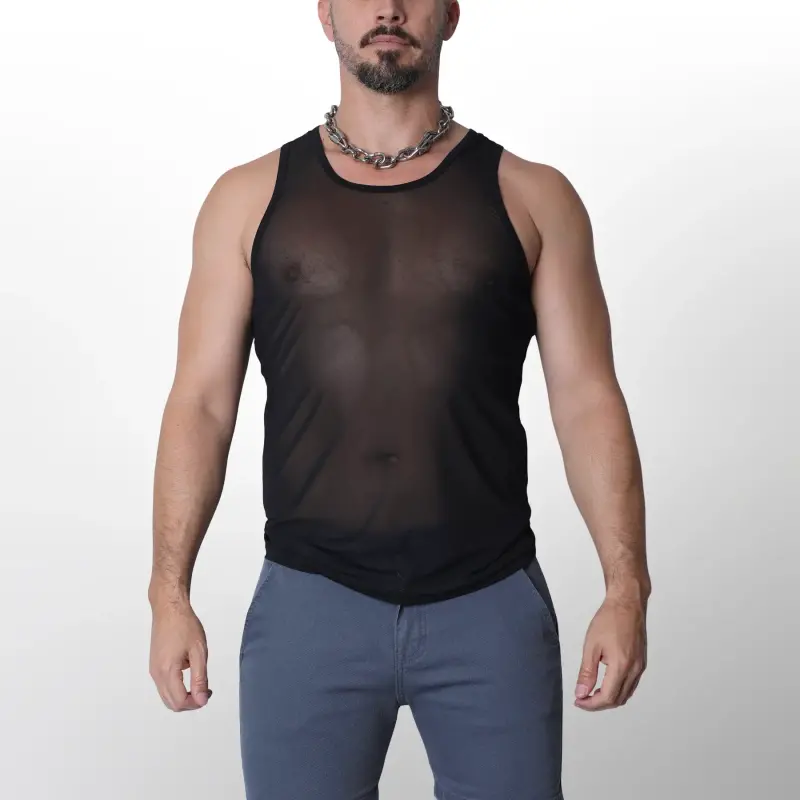 CB13 Phantom Mesh Tank Top, halbtransparent, körpernah | Dark-Ink