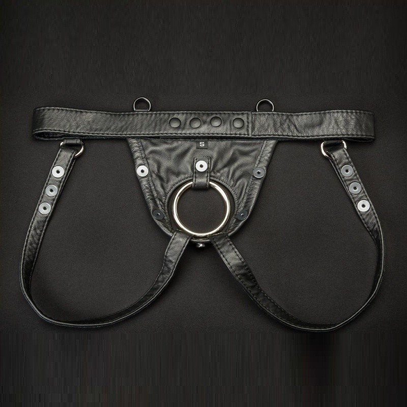 Leather hidden ring jock