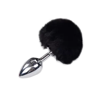 Tapón anal metal Fluffy ALIVE BDSM, pompón pelo sintético | Dark-Ink