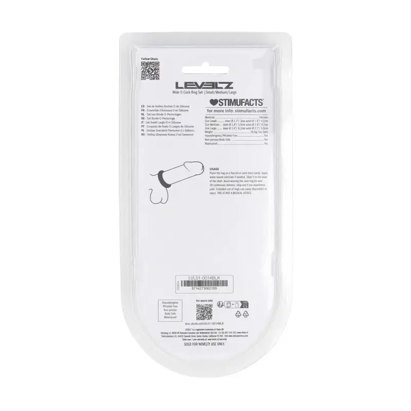 Cockring silicone LEVELZ Wide O lot de 3 profil large | Dark-Ink