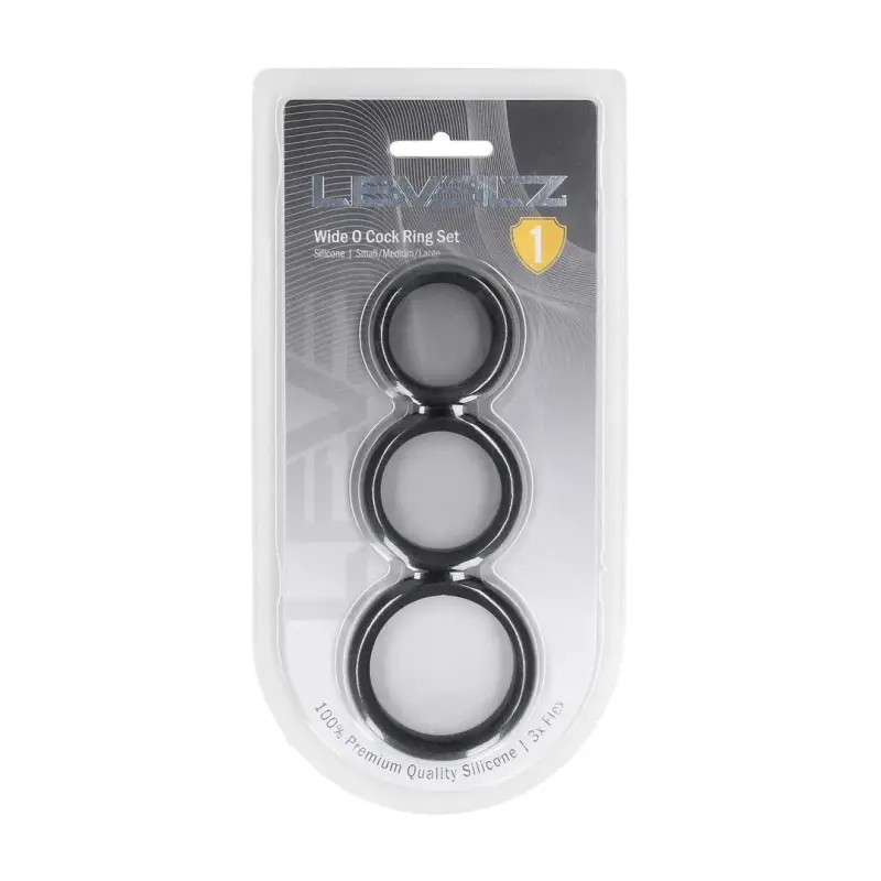 Cockring silicone LEVELZ Wide O lot de 3 profil large | Dark-Ink