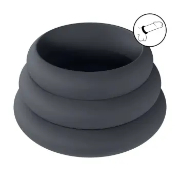 Cockring silicone LEVELZ Wide O lot de 3 profil large | Dark-Ink