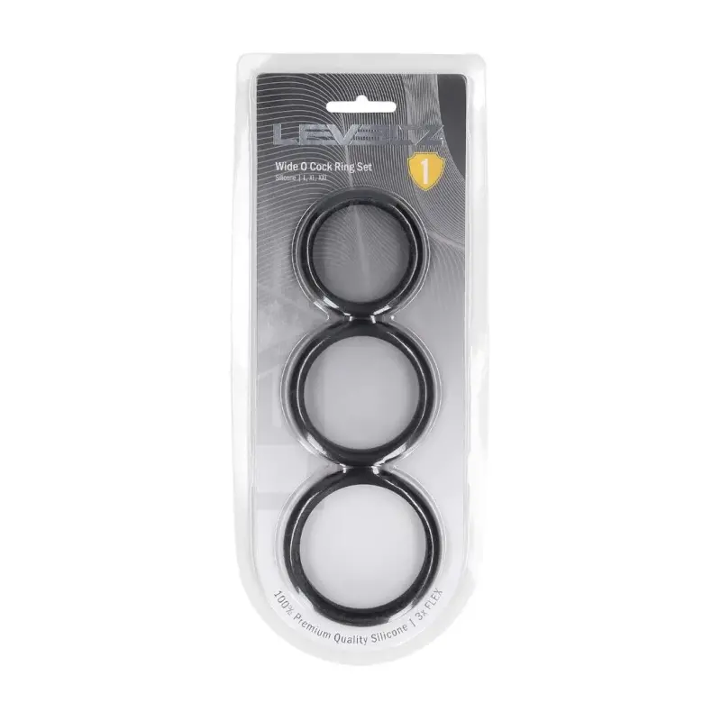 LEVELZ Wide O Silicone Cock Ring Set of 3 Wide Band | Dark-Ink