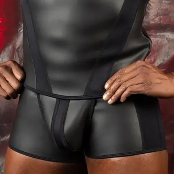 Boxer néoprène Crossbow Mr S Leather, zip intégral arrière | Dark-Ink