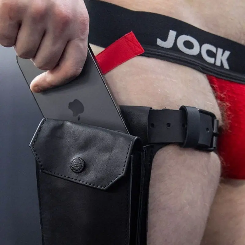 Funda muslo Dark Room Holster Max Mr S Leather, 3 bolsillos | Dark-Ink