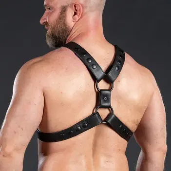 Leder-Harness English Top Mr S Leather, schwarze Snaps | Dark-Ink