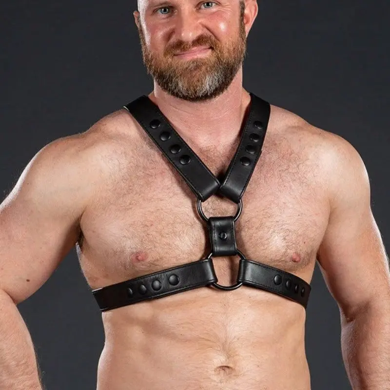 Leder-Harness English Top Mr S Leather, schwarze Snaps | Dark-Ink