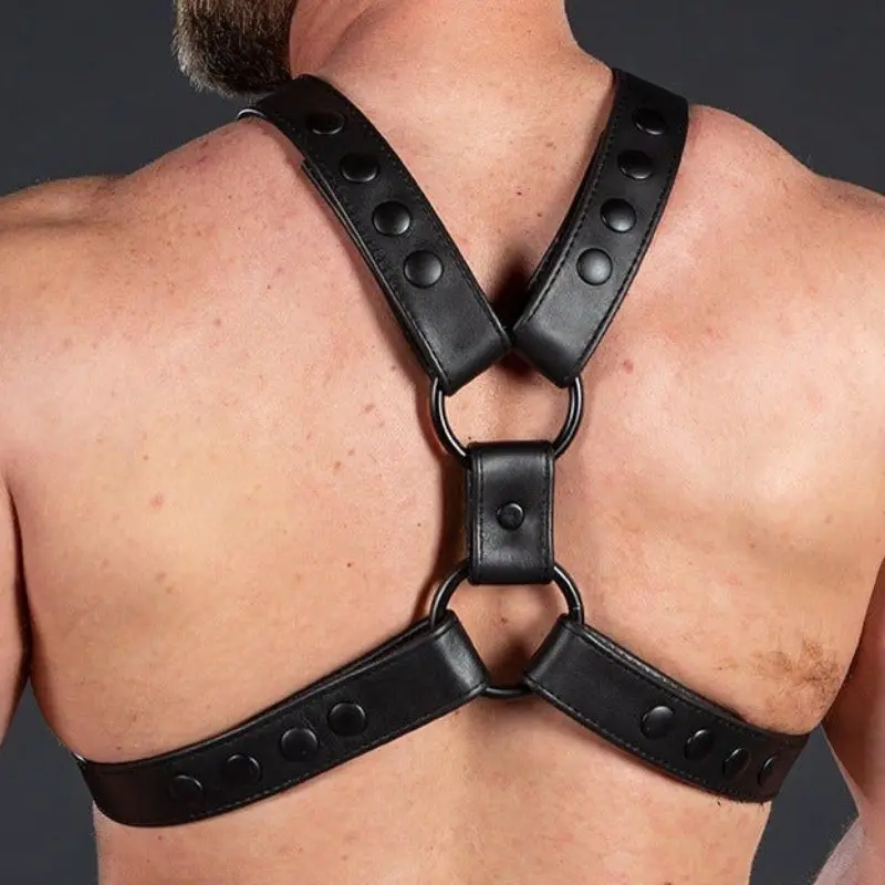 Leder-Harness English Top Mr S Leather, schwarze Snaps | Dark-Ink