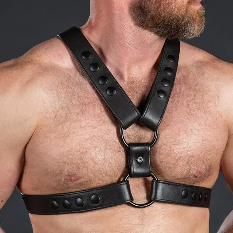 Leder-Harness English Top Mr S Leather, schwarze Snaps | Dark-Ink