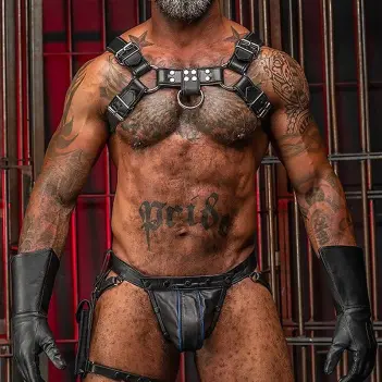 Jockstrap cuero Mr S Leather Hidden Ring, bolsa removible | Dark-Ink