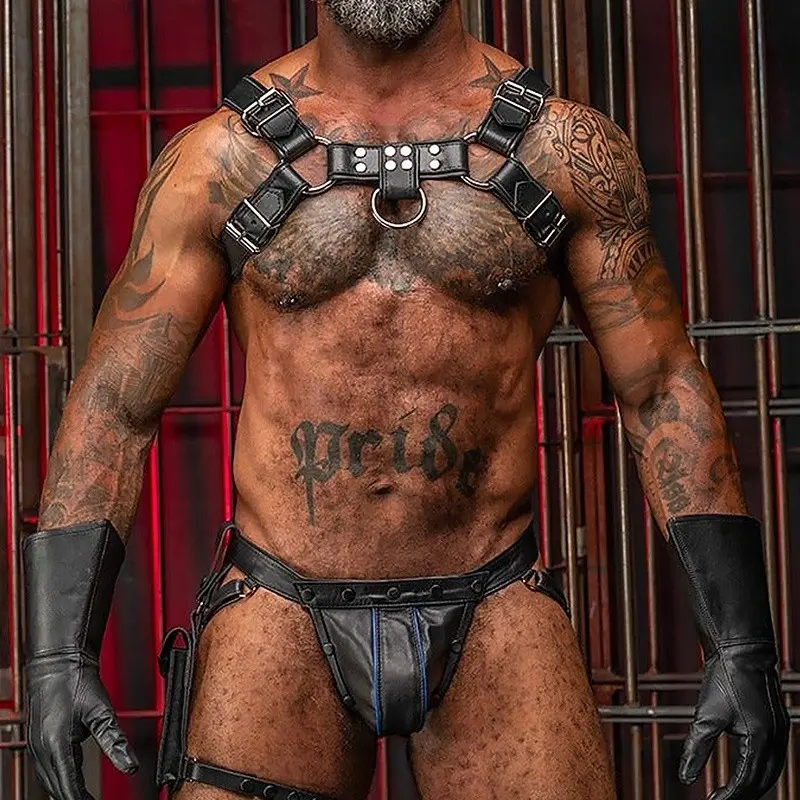 Jockstrap cuero Mr S Leather Hidden Ring, bolsa removible | Dark-Ink