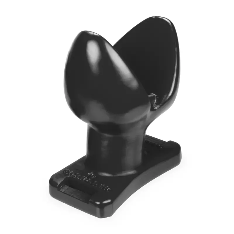 Oxballs Spreader Split-Head Butt Plug, snap-open flanges | Dark-Ink