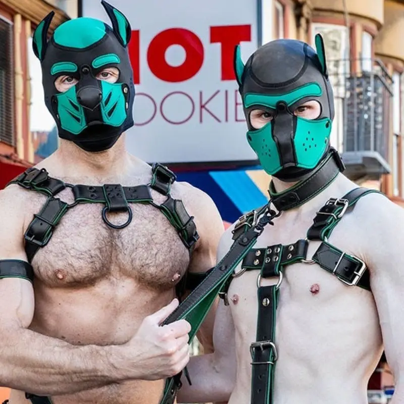 Collar de cuero Hardline Mr S Leather, herrajes negros | Dark-Ink