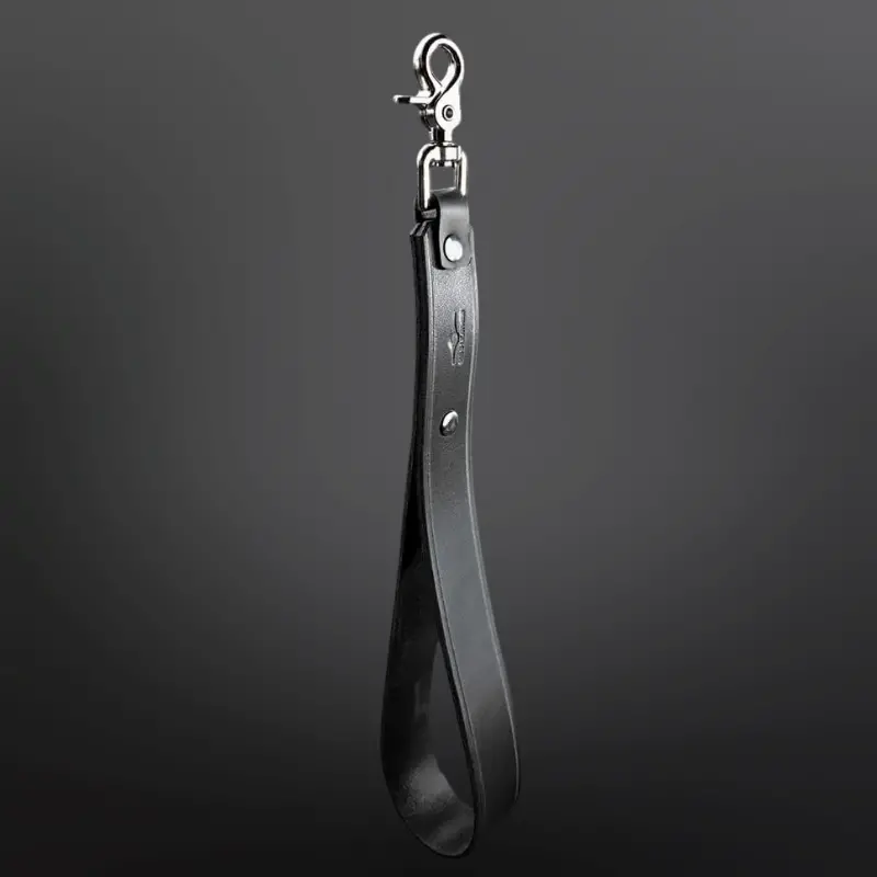 Correa BDSM corta Mr-S-Leather Hardline, cuero doble capa | Dark-Ink
