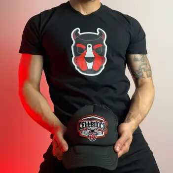 Cellblock 13 Pup Tron pup play T-shirt, heat transfer logo | Dark-Ink
