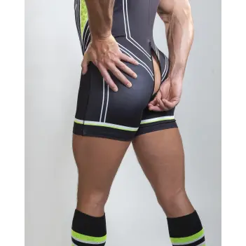 Singlet fetish Pup Tron CB13, bolsa extraíble y cremallera | Dark-Ink