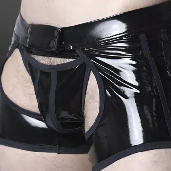 CB13 Iron Grip Trunk Chaps, snap-off Beutel, Latex-Look | Dark-Ink