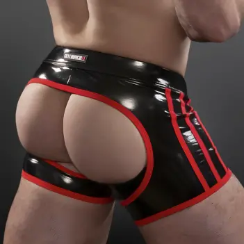 CB13 Iron Grip Trunk Chaps, snap-off Beutel, Latex-Look | Dark-Ink
