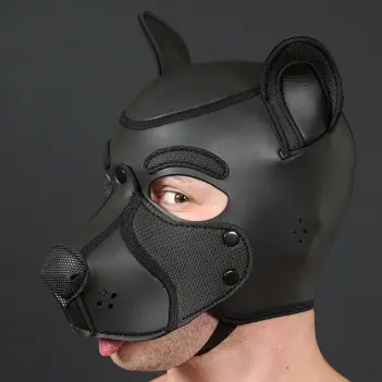 Cagoule puppy Frisky Mr S Leather, néoprène open-jaw | Dark-Ink