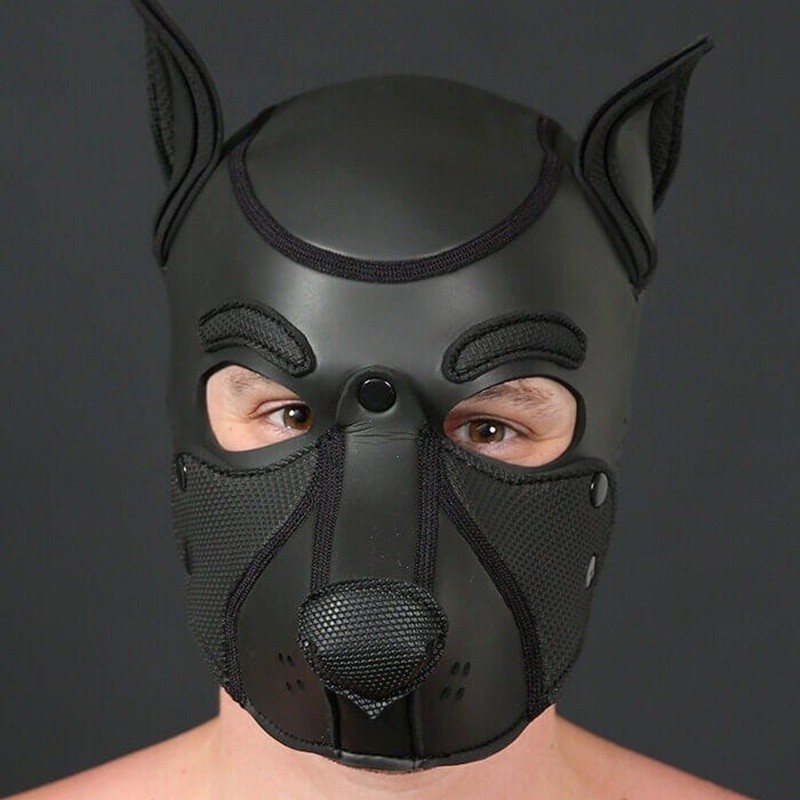 Neoprene Frisky Pup Hood | Premium Puppy Play Hood Black