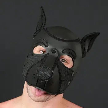 Cagoule puppy Frisky Mr S Leather, néoprène open-jaw | Dark-Ink