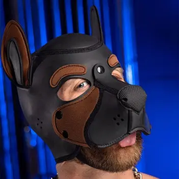 Cagoule puppy néoprène Frisky Mr S Leather, menton libre | Dark-Ink