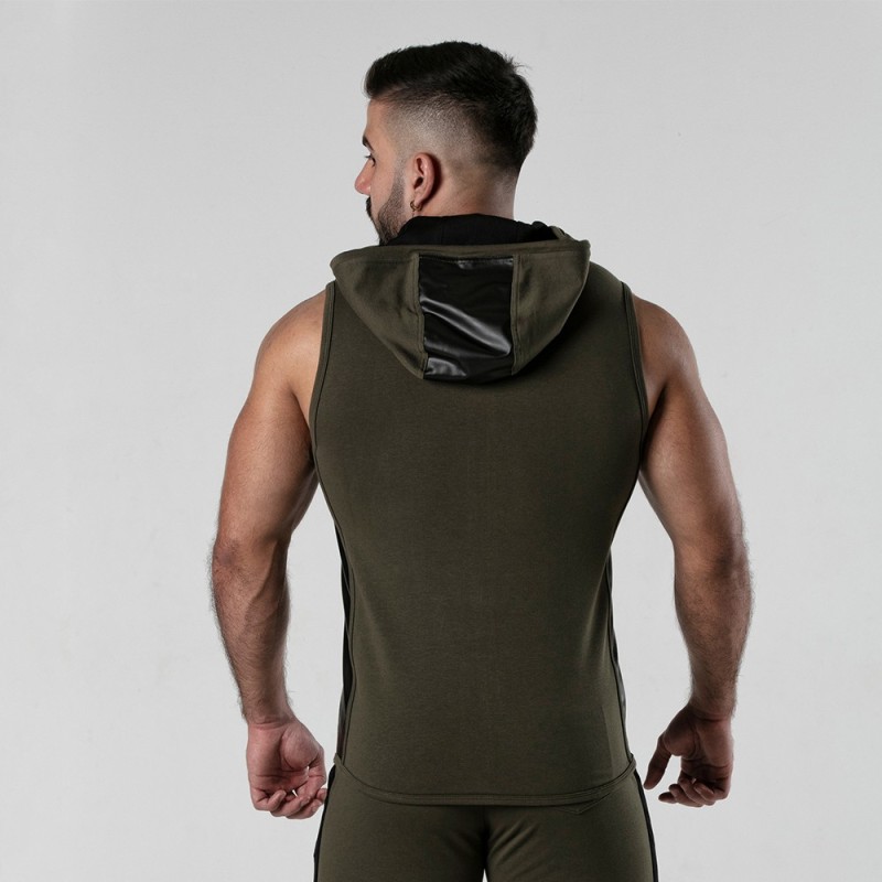 Backroom sleeveless hoody khaki