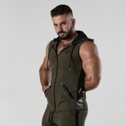 sleeveless hoodie khaki backroom