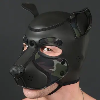Cagoule puppy Frisky Camo Mr S Leather, museau camo | Dark-Ink