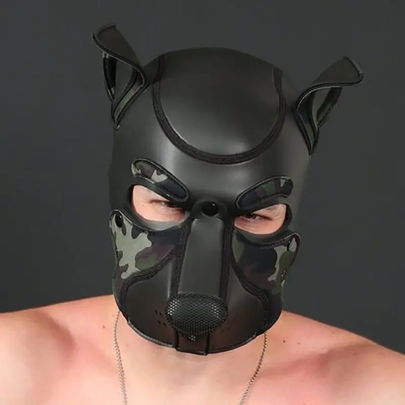 Frisky Camo Pup Hood Mr S Leather, Neopren Camouflage | Dark-Ink