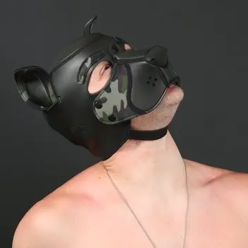 Frisky Camo Pup Hood Mr S Leather, Neopren Camouflage | Dark-Ink