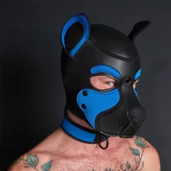 Frisky Cobalt Neoprene Pup Hood Mr S Leather, ear holes | Dark-Ink