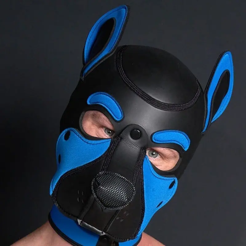 Neopren Pup Hood Frisky Cobalt Mr S Leather, Ohrlöcher | Dark-Ink
