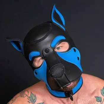 Neopren Pup Hood Frisky Cobalt Mr S Leather, Ohrlöcher | Dark-Ink