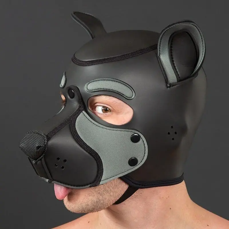 Cagoule puppy Frisky Grey Mr S Leather, élastique arrière | Dark-Ink