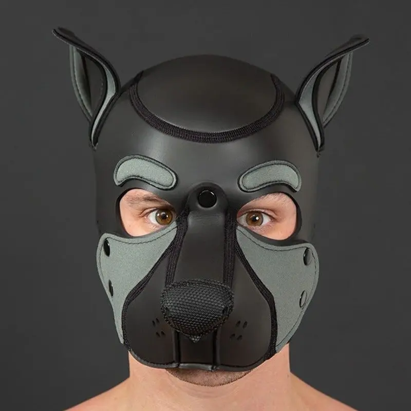Cagoule puppy Frisky Grey Mr S Leather, élastique arrière | Dark-Ink