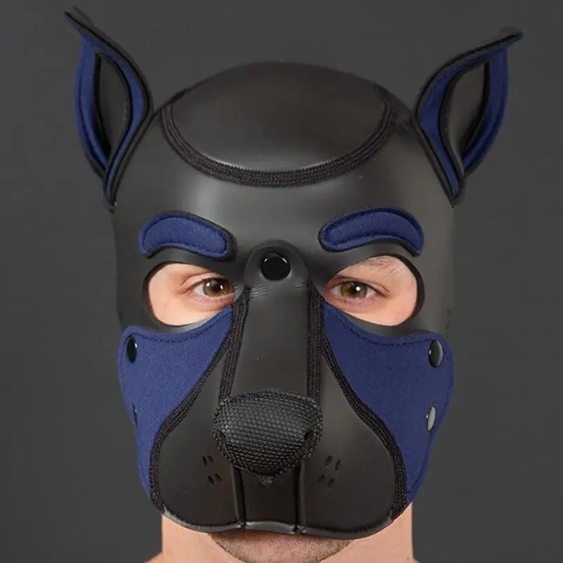 Capucha puppy Frisky Navy Mr S Leather, hocico sustituible | Dark-Ink