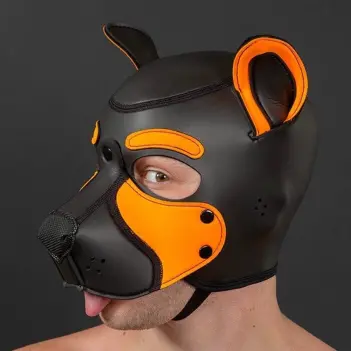 Capucha puppy Frisky Orange Mr S Leather, hocico exclusivo | Dark-Ink