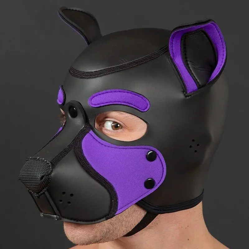 Frisky Purple Pup Hood Mr S Leather, Ohrlöcher inklusive | Dark-Ink
