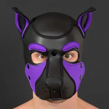 Frisky Purple Pup Hood Mr S Leather, Ohrlöcher inklusive | Dark-Ink