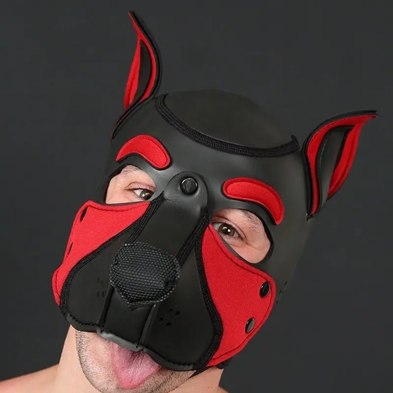 Frisky Red Pup Hood Mr S Leather, rotes Muzzle | Dark-Ink