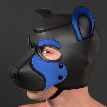 Frisky Royal Blue Pup Hood Mr S Leather, ear holes open | Dark-Ink