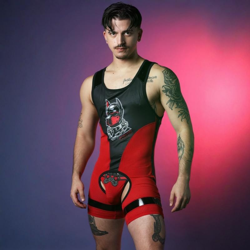 Kennel Club Dark Pup singlet chaps Red