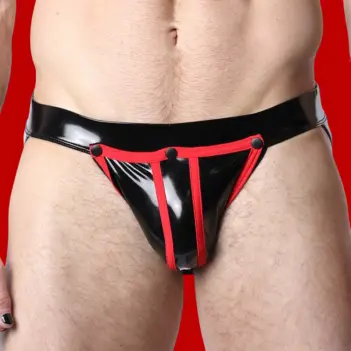 Jockstrap Black Chrome Cellblock 13, efecto látex sin botón | Dark-Ink