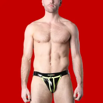 Jockstrap Black Chrome Cellblock 13, efecto látex sin botón | Dark-Ink