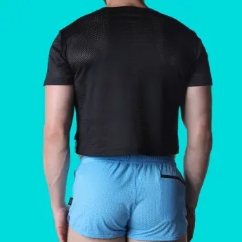 Camiseta cropped CB13 Starter Mesh, spandex negro | Dark-Ink
