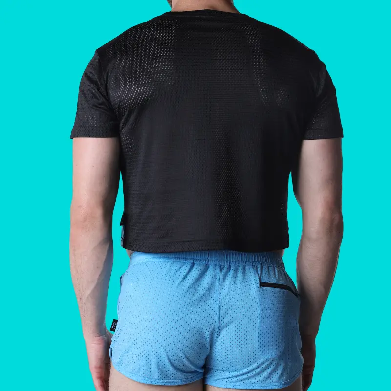 Camiseta cropped CB13 Starter Mesh, spandex negro | Dark-Ink