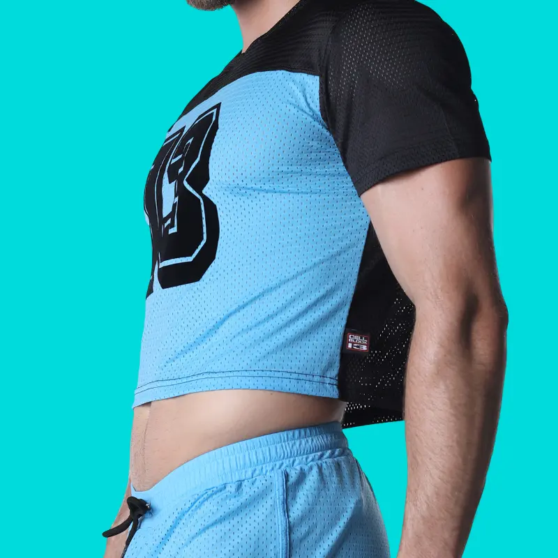 Camiseta cropped CB13 Starter Mesh, spandex negro | Dark-Ink