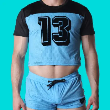 CB13 Starter Mesh Crop Top, Kontrast-Trim, athletisch | Dark-Ink